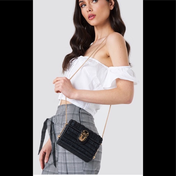Mango Handbags - Mango Wicker Small Purse with Gold Chain